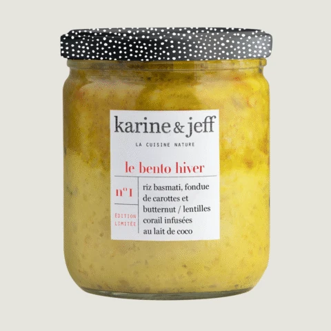 Basmatireis, Karotten-Butternut-Fondue / rote Linsen mit Kokosmilch